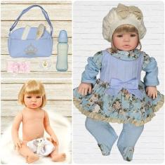 Bebê Realista Loira Azul Bebê Cegonha Reborn Dolls 53cm