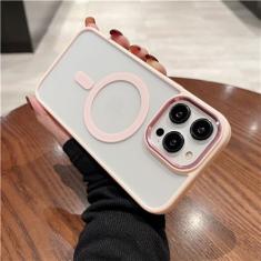 Luxo magnético transparente cor quadro caso de telefone para iphone 11 12 13 14 plus capa protetora, caso magnético rosa, para iphone 11