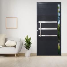 Porta Pivotante de Alumínio 210 x 120cm com Friso e Vidro Veneza Esquadrias Bergame Preto