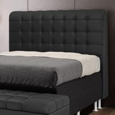 Cabeceira Estofada Rana 140 para Cama de Casal Couro Preto Aradecor