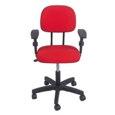 Cadeira secretaria com regulagem de altura  com  braço L duplo  base com rodízio  tecido vermelho