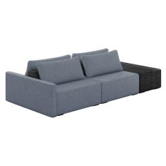 Sofá Ilha 2 Lugares Living 272cm Modulado para Sala Lary Linho/PU Pto K01 - D`Rossi