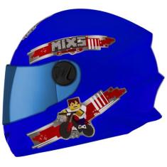 Capacete Fechado Mixs Start Infantil Blocks, AZUL, 54