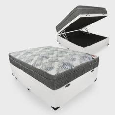 Cama Box C/ Baú Casal + Colchão Ortobom Isosuperpocket 138x188x67, Bra