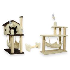 Casa Para Gatos Com Dois Andares Rede Plataforma 3 Andares Com Brinque