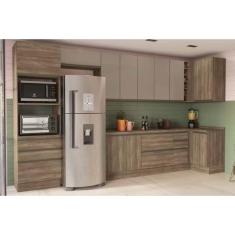 Cozinha Completa Maxxi 11 Peças (4Aéreos+3Balcões+1Paneleiro+3Complementos) C11P22 Nogal - Kappesberg