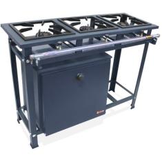 Fogão Industrial 3 Bocas Alta Pressão P5 com Forno 57L Tampa Pintada M