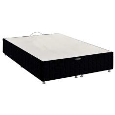 Cama Box Baú Universal Casal Bordado Black (138x188x35) - Anjos