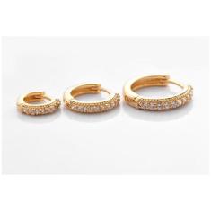 Brinco Trio de Argolinha com Fio Lateral Folheado em Ouro 18k - Florat