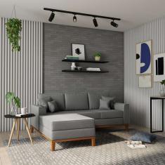 Sofá 3 Lugares Bacalar Com Chaise Esquerdo Linho Cinza