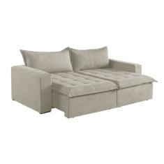 Sofá Cama 4 Lugares Retrátil Reclinável Linho M-184 Martins Creme