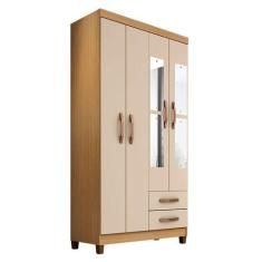 Guarda Roupa Solteiro Modena Com Espelho 4 Portas Carvalho Americano O