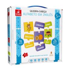 Quebra-Cabeça Alfabeto em Inglês Brinquedo Educativo Madeira - Brincad