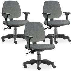Kit 03 Cadeiras de Escritório Giratória Executiva Ergonômica Job Linho