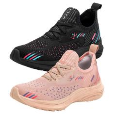 Kit 2 Pares Tênis Vili Feminino para Caminhada Academia-Masculino
