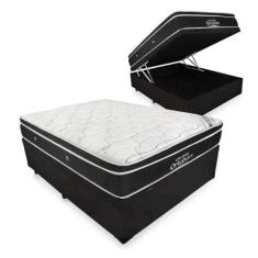 Cama Box Com Baú Casal Preto + Colchão De Molas Ensacadas - Ortobom El