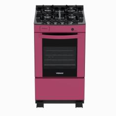 Fogao 4 Bocas Venax Delplus Vitreo Bl Pink Gas Glp, Bivolt