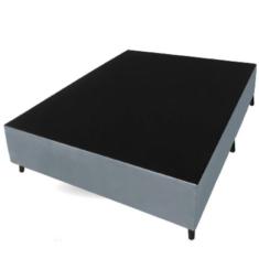 Cama Box Casal Base Inteiriça 1,38x1,88x0,39 em Madeira com Tecido Veludo Liso Cinza Itaflex