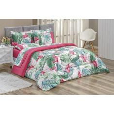 Kit Edredom Naturale Casal King 3 Peças 200 Fios Flamingo