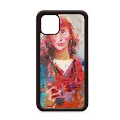 Red Scarf Girl XJJ Pintura a óleo para iPhone 11 Pro Max Capa para Apple Mobile Case