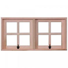 Janela Vidros Quadriculados 2 Módulos Horizontais Móveis Maximar Rondosul Natural