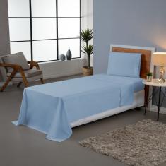 Jogo Lençol Solteiro 3 Peças 140 Fios Liso Ponto Palito