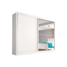 Guarda Roupa Casal 2 Portas De Correr E 4 Gavetas C/ 1 Espelho Verona Plus Branco - Europa
