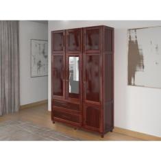 Guarda-roupa Solteiro com Espelho 7 Portas 2 Gavetas Fortaleza Mel