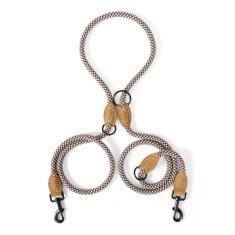 Mile High Life Coleira dupla para cães - dupla, mãos livres, rotação 360, conexão personalizada de couro, marrom, 2,5 m