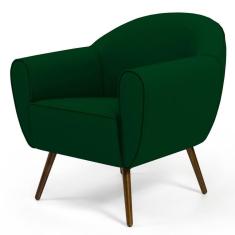 Poltrona Nina Veludo B-303 Com Pés Palito Castanho - Domi