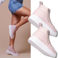 Kit 2 Pares De Tênis Feminino Plataforma Rosa Para Um Visual Moderno E Urbano, Garantindo Conforto.