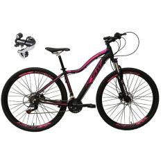 Bicicleta Aro 29 Ksw Mwza 24v Câmbio Shimano Acera K7 Garfo Trava Freio A Disco - Preto/rosa Tam.17