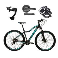 Bicicleta Aro 29 Ksw Mwza Feminina Câmbio Shimano Alívio E Altus 27v F/hidráulico Garfo Trava - Preto/azul Tam.15
