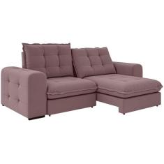 Sofá Retrátil Reclinável 3 Lugares Tecido Slim Fofão Besthouse, Rosé, 
