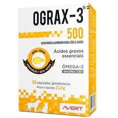 Ograx 3 500 Mg 30 Capsulas Avert Omega 3 para Cães e Gatos