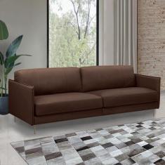 Sofá Decorativo Anthony 4 Lugares Sala de estar 270cm Pés em Aço Couro