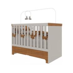 Berço Mini Cama Antonella com Gaveta Off White/Caramelo Móveis Canaã