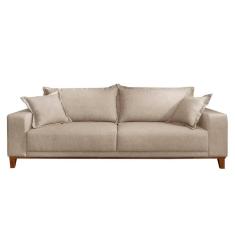 Sofá Fixo Argos 3 Lugares Luxo 2,40 M Castellar Móbile Linho Bege Claro