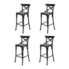 Kit 4 Banquetas Katrina a Fazenda em Aço Preto - NEW GREEN