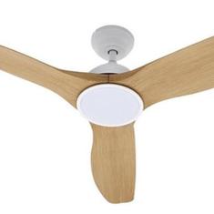 Ventilador Teto Madeira 132cm Led 3 Cores C/ Controle Bivolt