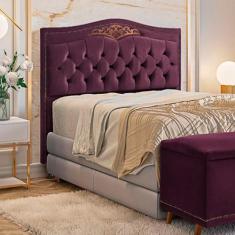 Cabeceira Cama Box Casal 140 Cm Estofada Luxor Roxo Holanda Plus Speci