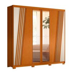 Guarda Roupa Ouro Verde com Espelho 6 Portas Cinamomo/Off White - ABZ