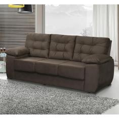 Sofá Luxemburgo 3 Lugares Tecido Suede Café - Moveis Marfim