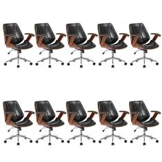Kit 10 Cadeiras Escritório Diretor Giratória Kopenhagen Preto