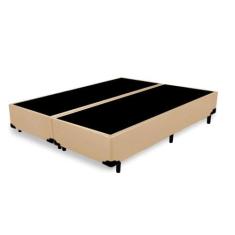 Base Box Blindado King Bipartido Homequeen Sintético Bege 40x193x203