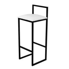 Banqueta Alta Cozinha Bar Balcão Bistrô Industrial Preta Assento Estof