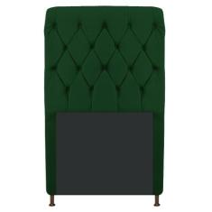 Cabeceira Estofada Cristal 90 cm Solteiro Com Capitonê Suede Verde - A