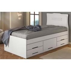 Cama Solteiro Júlia 5 Gavetas Multifuncional Branco - Conquista, Branc