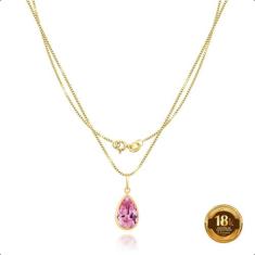 Cordão Feminino Veneziana Ouro 18k Gota De Zircônia    - Sofistgold, R
