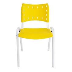 Cadeira Iso para Escola Escritório Comércio Amarelo Base Branco